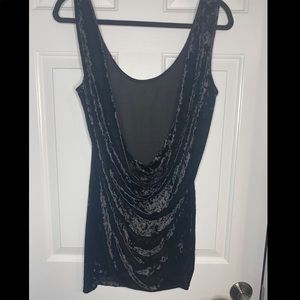 Black open back velvet mini dress size small